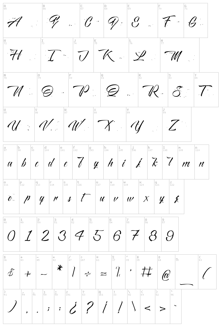 Monte Cristo font map